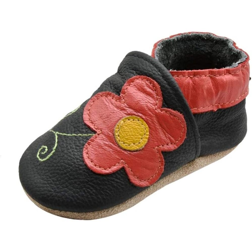 iEvolve Baby Toddler Girl Size 18 - 24 Mos Red Flower Soft Sole Prewalker Shoes